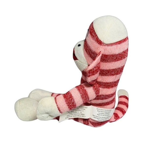 Pink Stripe MAXX THE SOCK MONKEY Bendable Plush Stuffed Animal 14" Street Player - Picture 4 of 6